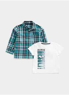 اشتري Checked Shirt and T Shirt Set في الامارات