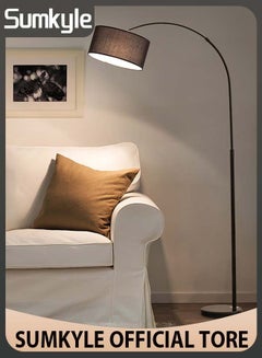 Buy Nordic Simple LED Floor Lamp Modern Eye-protecting Vertical Standing Lamp For Bedroom Living Room Study Office Fabric Lampshade Floor Lighting With  12W Tricolor LED Bulb in Saudi Arabia