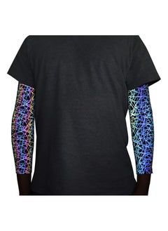 Buy Men Rainbow Reflective Sleeves Compression Arm Sleeves Holographic Glowing Night Casual Sleeves Size M in UAE