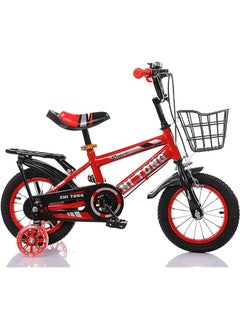 Buy ZHITONG Children's Bike with Training Wheels and Basket 18", Red, Size S in Saudi Arabia