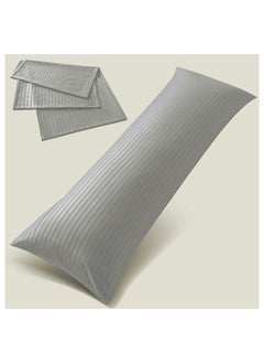 اشتري Hotel Linen Klub Long Body 1Pc Stripe Pillowcase - 100% Microfiber  with envelope closure, Soft and Durable Quality, Size : 45 x 125cm , Light Grey في الامارات