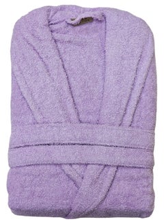 Buy Turkish Cotton Bathrobe Terry Unisex with Dual Pockets, Belt and Shawl Collar Purple One Size in UAE