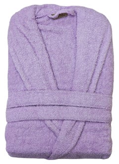 Buy Turkish Cotton Bathrobe Terry Unisex with Dual Pockets, Belt and Shawl Collar Purple One Size in UAE