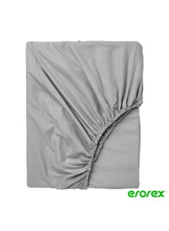 Buy Fitted sheet light grey 140x200 cm in Saudi Arabia