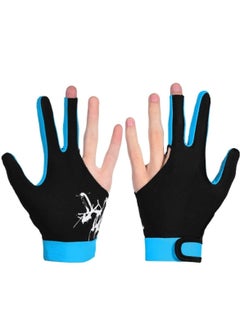 Buy Thin Breathable Men and Women Billiards Three Finger Single Gloves (Blue) in UAE