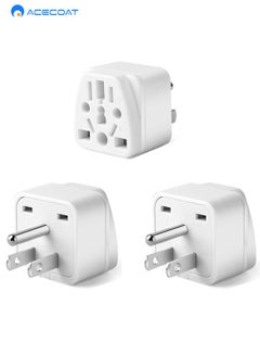 Buy US Travel Plug Adapter EU/UK/AU/CN/JP/Asia/Italy/Brazil to USA (Type B), 3 Prong Grounded USA Wall Plug, International Mini Travel Adapter and Converter, Wall Outlet Power Charger Converter White in Saudi Arabia