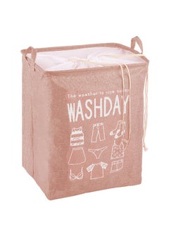 Buy Collapsible Printed Laundry Basket Waterproof With Handles Storage Bag  Pink 43*53*32cm in UAE