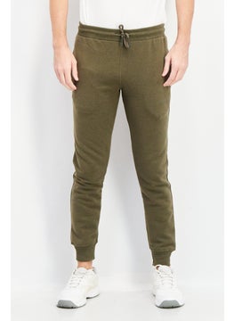 Buy Men Regular Fit Textured Jogger Pants, Dark Olive in UAE