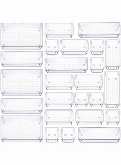 Buy 25 PCS Transparent Plastic Drawer Organizer Set Cosmetics Storage Box Suitable for Kitchen Bedroom Office Cutlery Cosmetics Jewelry in Saudi Arabia