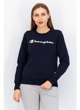 Buy Women Crew Neck Brand Logo Sweatshirt, Navy in Saudi Arabia