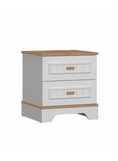 Buy Tiffany Youth Nightstand - Geometric Modern Design with Wooden Legs in White in Saudi Arabia