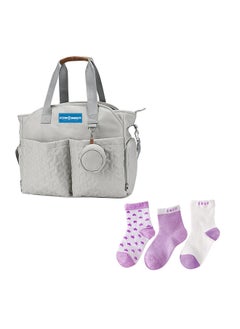 اشتري Combo Pack Of 2 Diaper Portable Bag With Kids Socks Printed - Grey في الامارات