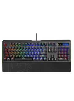 Buy Mechanical Gaming Keyboard Aluminum Rgb Backlight With Blue Switches 12 Multimedia Keys And Detachable Magnetic Wrist Rest Panel Toucan in Saudi Arabia