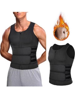 Buy Slimming Body Shaper Vest Sauna Suit Neoprene Waist Trainer Workout Trimmer Belt for Men M in Saudi Arabia