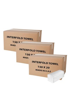 Buy Interfold Tissue Hand Towel 150-Sheet pack of 3 in UAE