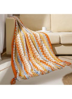 Buy Boho Throw Blanket, Home Decor Stripe Woven Blanket with Tassels, for Chair Bed Couch Decorative, Knit Throw Blankets 127x180cm in UAE