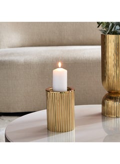 Buy Aristo Ribbed Metal Pillar Candleholder 12 x 26 x 12 cm in Saudi Arabia