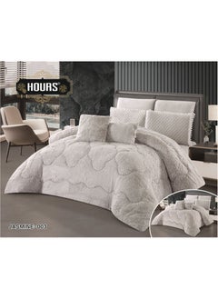 Buy 8-piece royal winter double bedspread, one velvet side and one thick fur side, king size 220x240 in Saudi Arabia