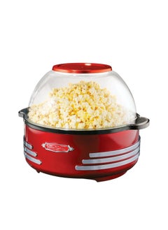 Buy Nostalgia 1000W Retro 50's Plastic Stirring Popcorn Maker with Cool Touch Handles Red and Clear in Saudi Arabia