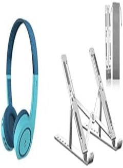 اشتري Laptop Essentials Bundle (Bingozones B18 Kid's Wired Headphones with Microphone (Green) + SGIN Laptop Stand, Adjustable Laptop Stand, 6-Levels Laptop Holder for Desk Air-Ventilation) في مصر