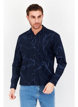 Buy Men Regular Fit Long Sleeve Allover Printed Casual Shirt, Navy Combo in Saudi Arabia