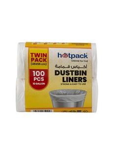 اشتري Hotpack Dustbin Liner White Economy 45X55cm 50 Pieces X 2 Roll في الامارات