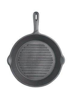 Buy KITCHENCRAFT KCCIRD Deluxe Cast Iron Grill Pan Round Ribbed 24cm (9.5"), Sleeved in UAE