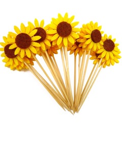 اشتري Sunflower Cupcake Toppers, Flower Theme Cupcake Picks, Happy Birthday Cake Decorations Supplies, Sunflower Wedding Party Decorations في السعودية