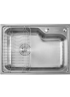 Buy Single Bowl, Stainless Steel Drop-In Kitchen Sink, 620×440×205 mm in UAE