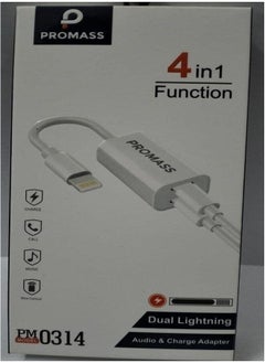 Buy Charger And Headphone Cable 4 In 1 Original For Iphone, White Color From Promas in Saudi Arabia