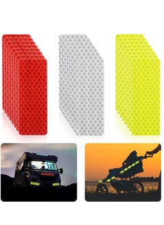 Buy 30 Pieces Warning Reflective Stickers Safety Reflective Stickers Night Visibility Adhesive Stickers Waterproof Reflective Tape Stickers for Vehicle Motorcycle Bicycle, 1.18 x 3.25 Inch in UAE