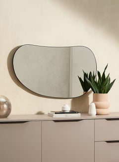 اشتري Pebble Shape Mirror Wall Mirror Modern Mirror Hanging Mirror Bathroom Mirror Dressing Mirror Wall-Mounted Mirror Metal Thin Black Frame 54x89 cm في الامارات