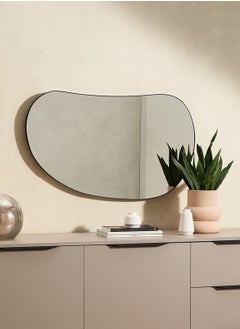 اشتري Pebble Shape Mirror Wall Mirror Modern Mirror Hanging Mirror Bathroom Mirror Dressing Mirror Wall-Mounted Mirror Metal Thin Black Frame 54x89 cm في الامارات