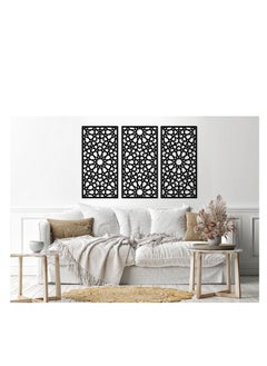 Buy Home gallery Decorative arabesque style wooden wall Art 3 panels 80X130 cm in Egypt