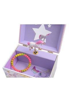 Buy Girl's Musical Jewelry Storage Box with Spinning Unicorn, Glitter Rainbow and Stars Design, The Beautiful Dreamer Tune in UAE