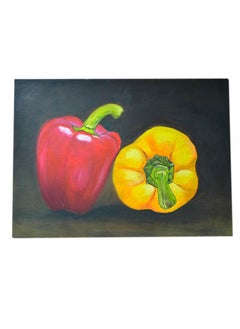 Buy A classic oil painting of red and yellow peppers, measuring 40 cm wide by 30 cm long in Egypt