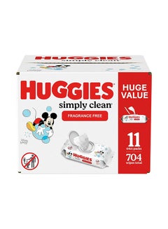 اشتري Simply Clean Fragrance-Free Baby Wipes, 11 Flip-Top Packs (704 Wipes Total) في الامارات