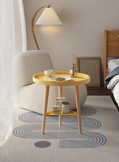 Buy Simple Double-layer Large-capacity Storage Bedside Coffee Table For Home End Table Yellow 40*44CM in Saudi Arabia