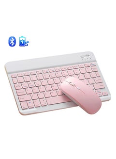 Buy Wireless Keyboard and Mouse Combo Bluetooth Keyboard Mouse Set with Rechargeable Battery Pink in UAE