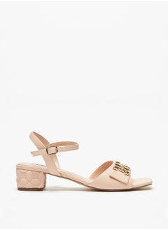 اشتري Women's Monogram Detail Ankle Strap Sandals with Block Heels في الامارات