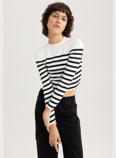 Buy Slim Fit Crew Neck Striped Sweater in UAE