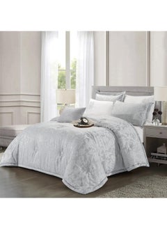 Buy Double Summer Jacquard Bedding Set - Clara -7 Pieces - Gray in Saudi Arabia