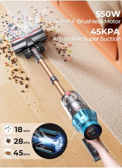 Buy Laresar Ultra 7 Powerful Cordless Vacuum Cleaner 550W/45Kpa Stick Vacuum Cleaner with Touch Screen, Up to 60 Mins Runtime, Lightweight Handheld Vacuums for Hardwood Floor Carpet Car Pet Hair in UAE