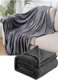 Buy Fleece Blanket Super Soft Bed Blanket Plush Cozy Lightweight Flannel Blankets for Bed Sofa Couch Travel Camping (Dark Gray 180x200cm) in Saudi Arabia