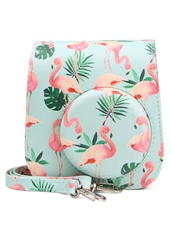 اشتري Camera Case for Fujifilm Instax Mini 11/ 9/ 8/8+ Instant Film Camera Vintage Flamingo PU Leather Side with Accessory Pocket and Adjustable Shoulder Strap في السعودية