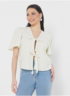 Buy V-Neck Tie Detail Top in UAE