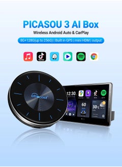 Buy OTTOCAST PICASOU 3 CarPlay AI Box Wireless Android Auto TV Box mini HDMI in Saudi Arabia