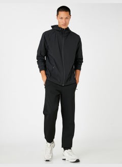 Buy Basic Oversized Sport Jacket Hooded Zippered Detailed in UAE
