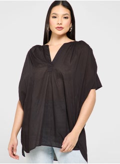 Buy Slit Detail Notch Neck Top in UAE