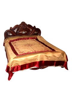 Buy Handmade bed cover velvet Jerry work back satin silk set of 3 in UAE